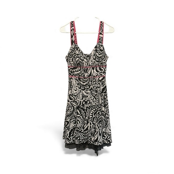 Vintage Dresses & Skirts - Vintage Y2K Era Speechless Black & White Patterned Dress w/ Pink Trim Medium